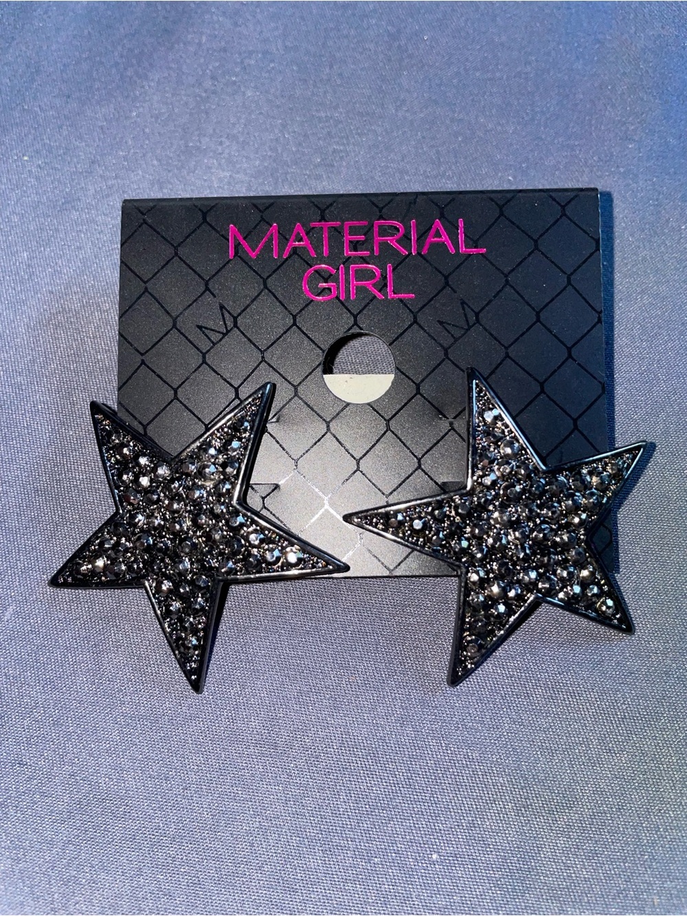 Material Girl Black Glitter Star Stud Earrings